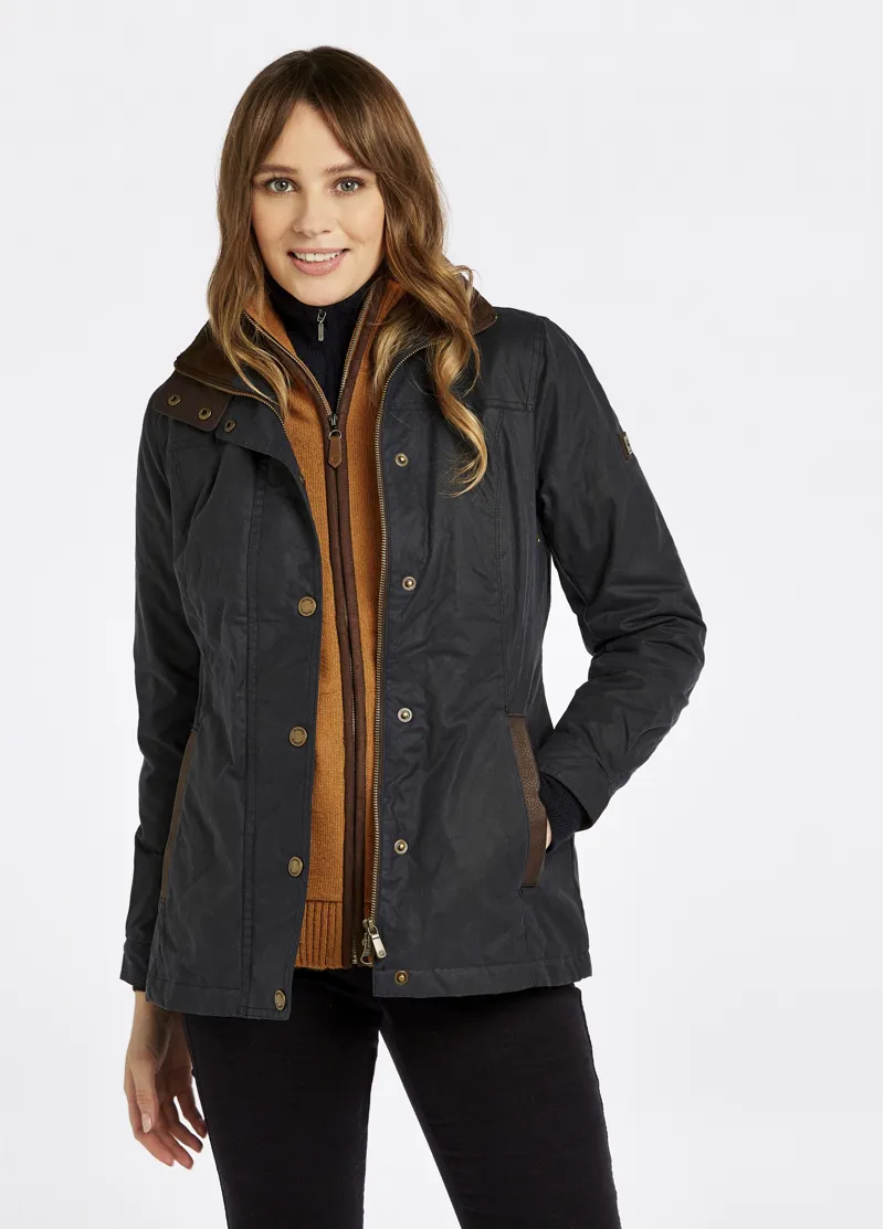 Dubarry Ladies Mountrath Waxed Jacket - Navy-2